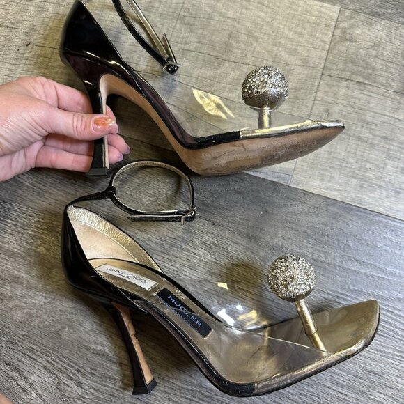 Jimmy Choo x Mugler Crystal Ball Ankle Strap Heels – Clear PVC / Rhinestone - Picture 6 of 9